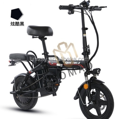 14 pulgadas de neumático de grasa plegable Ebike eléctrico mini bicicleta de montaña bicicleta 350W 48V12AH con marco de acero fácil de plegar y almacenar