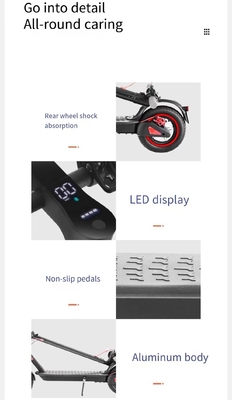 Unisex Aplicable Scooter eléctrico de aluminio caliente de 8 pulgadas plegable y caminante de largo alcance con velocidad máxima de 31-40 km / h