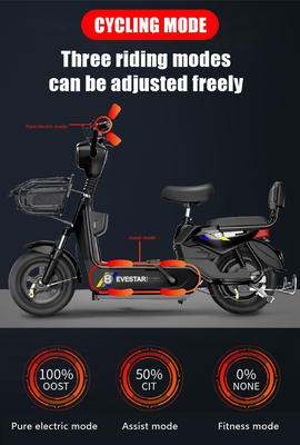 Adulto de marcha de batería coche 48v bicicleta eléctrica con motor central 350w y velocidad máxima 30-50Km/h